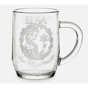 VTG Disney Frozen ELSA Etched DRINK GLASS MUG CUP 10oz Let It Go Arribas Bros.